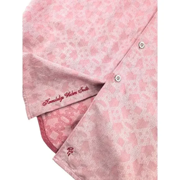 Robert Graham | Red Knowledge Wisdom Faith Short Sleeve Button Up | Size Medium - Picture 3 of 5